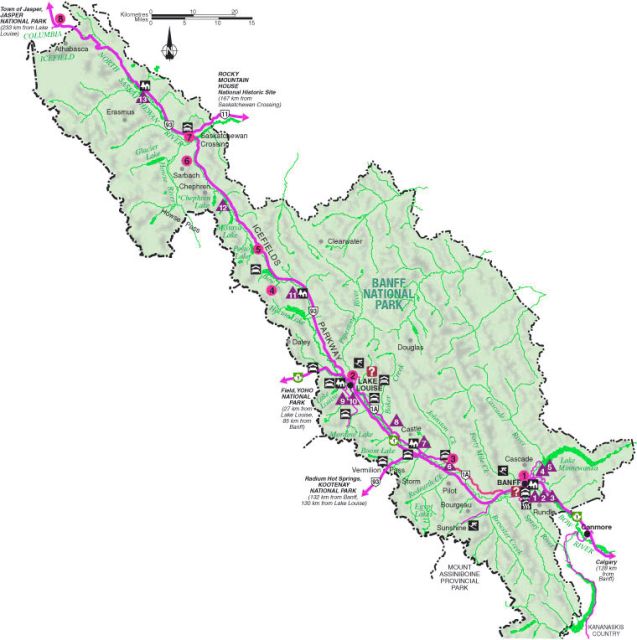 Map of Banff National Park, Alberta, Canada