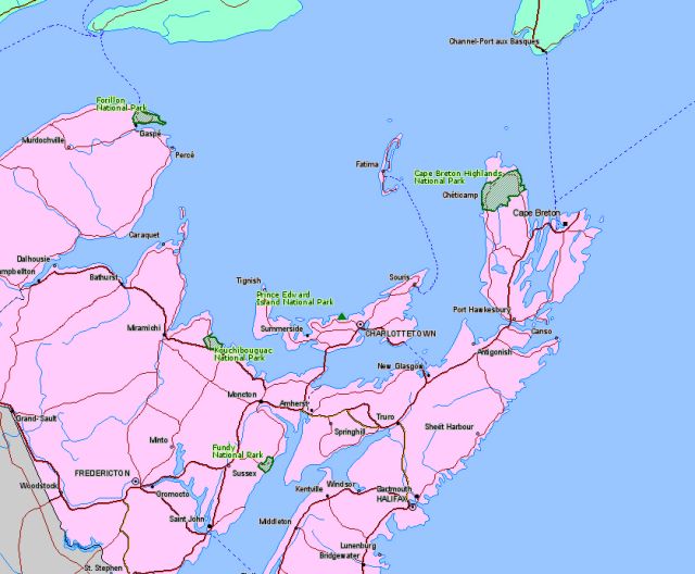 Location Map of Cape Breton National Park, Nova Scotia, Canada