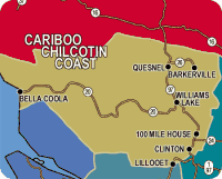 Map of Cariboo Chilcotin Coast, British Columbia, Canada