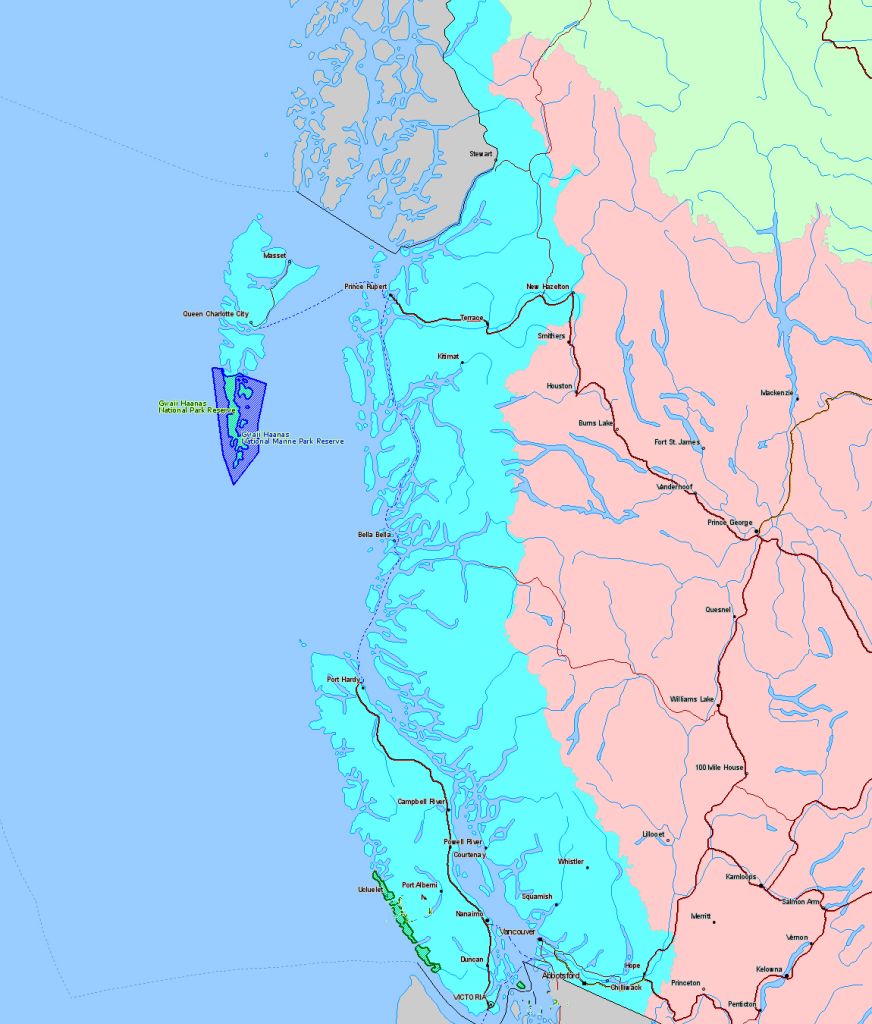 
Map of Gwaii Haanas National Park Canada Location