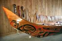 Haida Heritage Centre, Loo Taa War Canoe by Bill Reid, Skidegate, Queen Charlotte Islands, Haida Gwaii, British Columbia, Canada CM11-17
