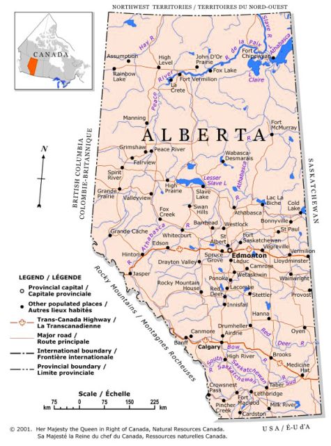 Map of Alberta, Canada