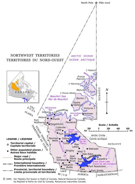 Map of Northwest Territories, Canada