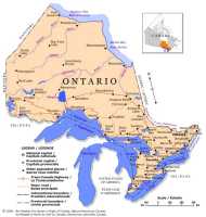 Map of Ontario, Canada