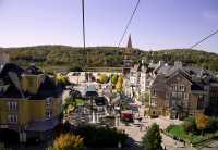 Views from The Cabrioletlift of the pedestrian village, which was developed by Intrawest has made Tremblant unique amongst ski resorts in Eastern Canada. September 2007.