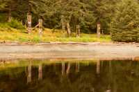 Ninstints Totems, Sgang Gwaay, UNESCO World Heritage Site, Gwaii Haanas National Park Reserve, Haida Gwaii, British Columbia, Canada CM11-29