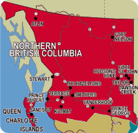 Map of Northern British Columbia Regions, Canada