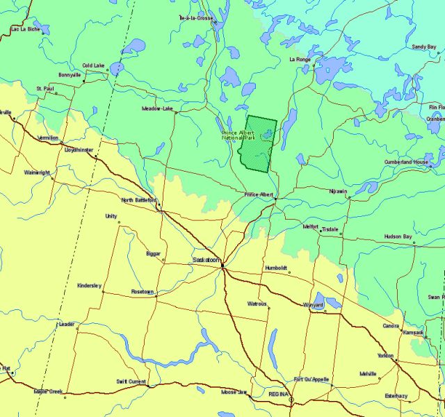 Map of Prince Albert National Park Canada Location