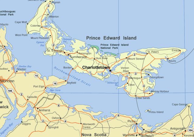 Map of Prince Edward Island, Canada