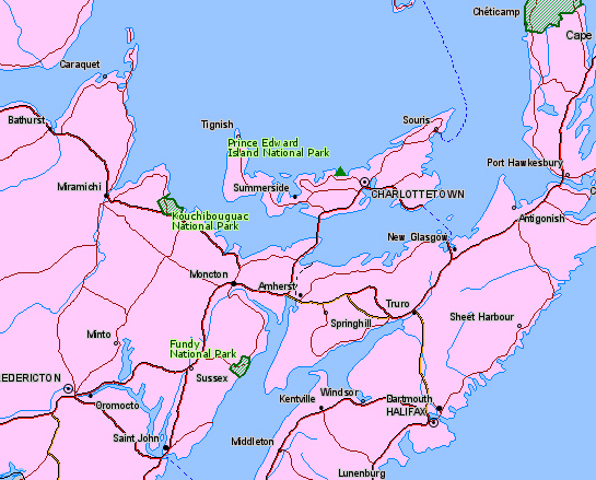 Map of Prince Edward Island National Park Location, Canada