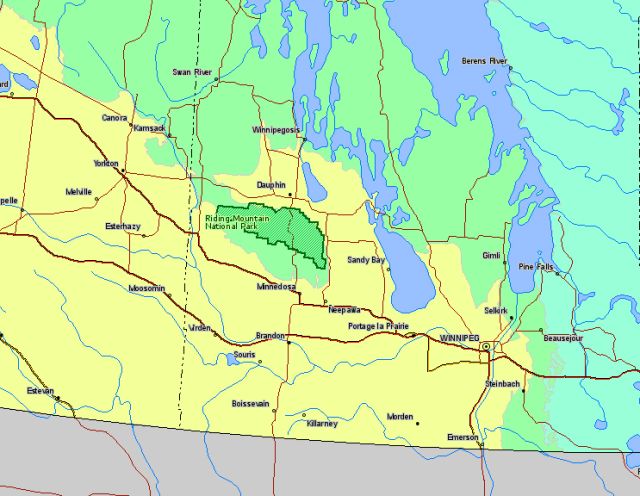 Map of Riding Mountain National Park Canada Location