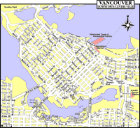 Map of Downtown Vancouver, British Columbia, Canada
