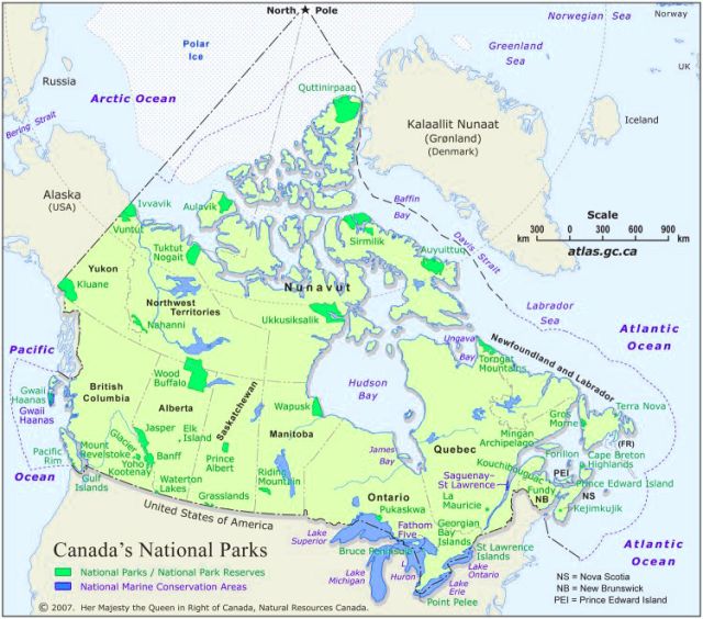 Map of Canada's National Parks