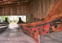 Haida Heritage Centre, Loo Taa War Canoe by Bill Reid, Skidegate, Queen Charlotte Islands, Haida Gwaii, British Columbia, Canada CM11-16