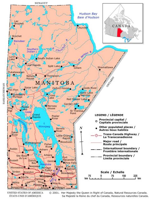 Map of Manitoba, Canada