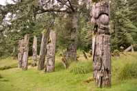 Ninstints Totem Poles, Anthony Island, Sgang Gwaay, UNESCO World Heritage Site, Gwaii Haanas National Park Reserve,  Haida Gwaii, British Columbia, Canada CM11-06