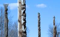 Highlight for Album: The Hazeltons Photos 2009, Kitwanga Totems, British Columbia, Native Canada Stock Photos