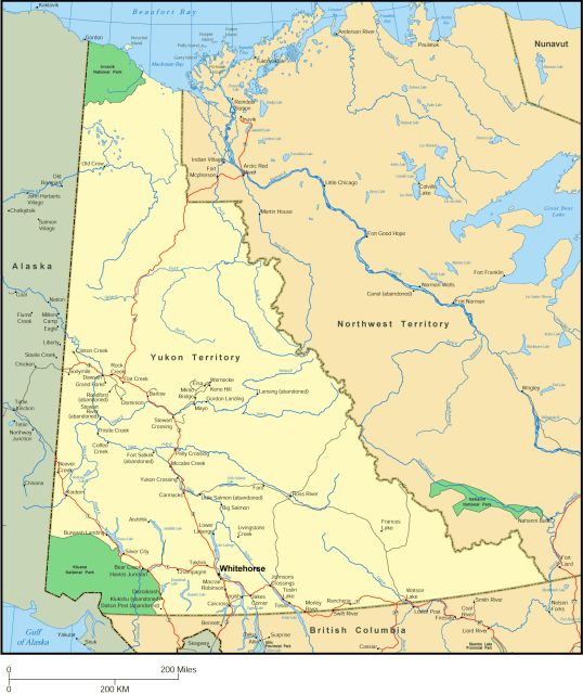 Map of Yukon, Canada